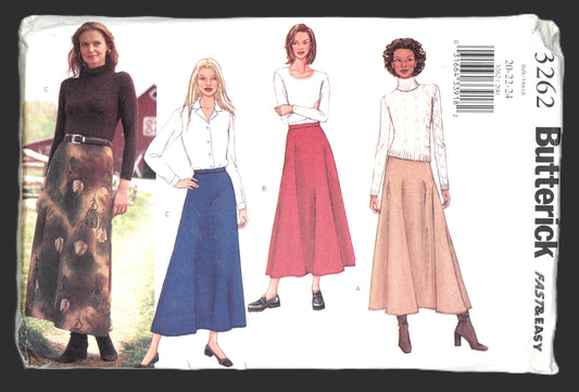 Butterick 3262 Misses / Misses Petite Skirt Sewing Pattern - UNCUT - Size 20 22 24