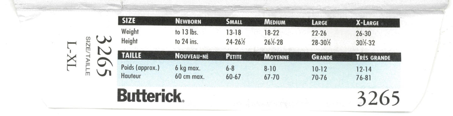 Butterick 3265 Infants Penguin, Cat, Gingerbreadman and Lamb Sewing Pattern - UNCUT - Size L - XL