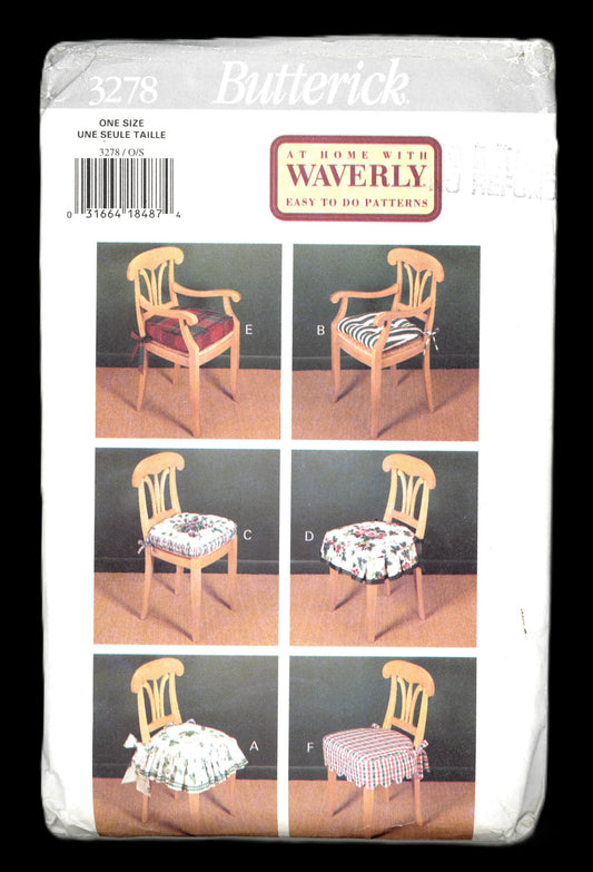 Butterick 3278 Waverly Easy to Do Chair Pads Sewing Pattern - UNCUT