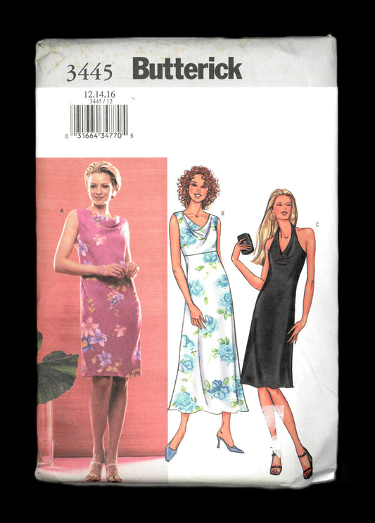 Butterick 3445 Misses Dress Sewing Pattern UNCUT Size 12 14 16