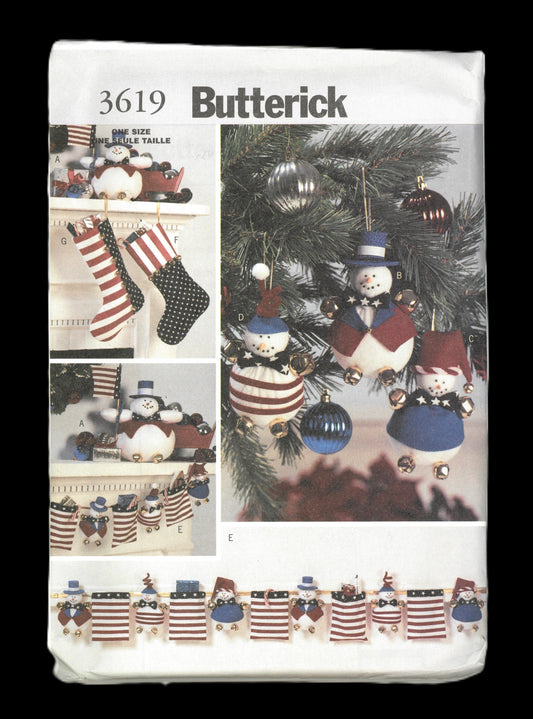 Butterick 3619 Snowman Christmas Accessories Sewing Pattern - UNCUT