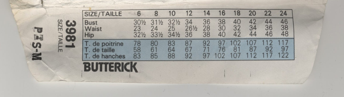Butterick 3981 Misses Jacket Sewing Pattern UNCUT  Size P S M