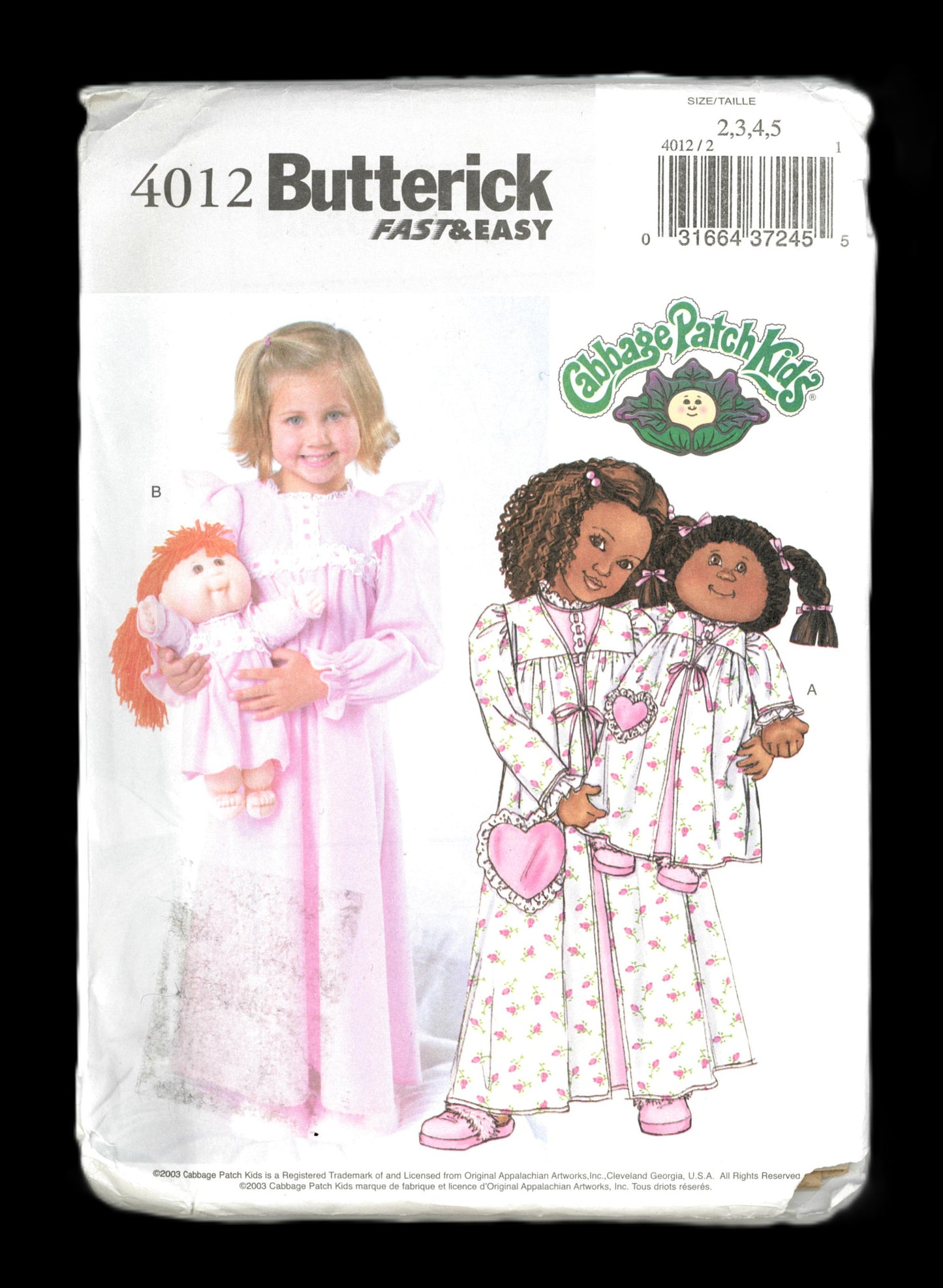 Butterick 4012 Childrens / Girls  Robe Nightgown & 16" and 20"Dolls Robe and nightgown Sewing Pattern - UNCUT Size 2 3 4 5