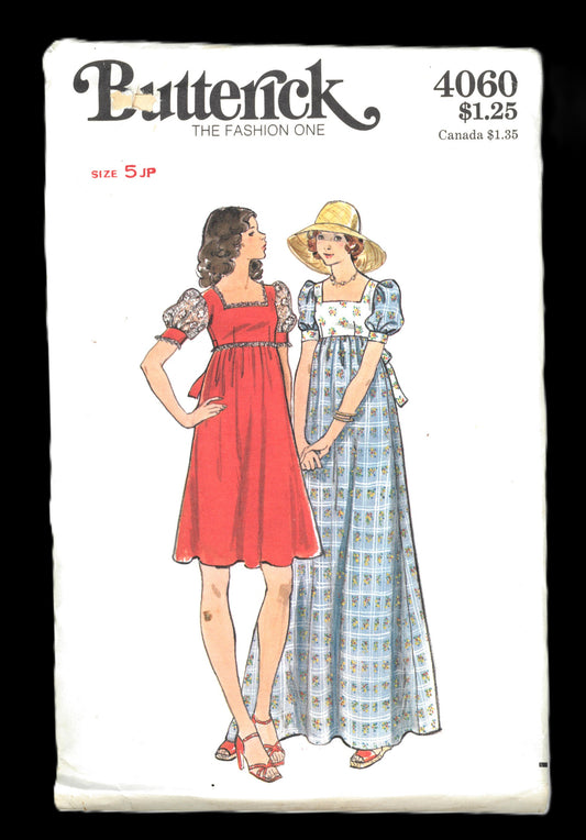 70s Butterick 4060 Junior Petite Dress Sewing Pattern  UNCUT Size 5 JP