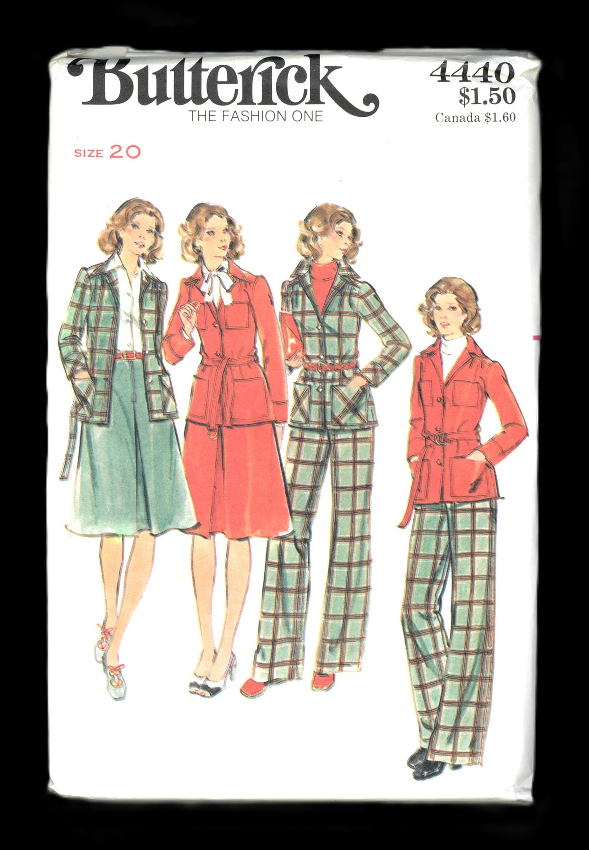 70s Butterick 4440 Misses Jacket Skirt Pants and Belt Sewing Pattern UNCUT Size 10 or Size 12 or Size 14 or Size 16 or Size 18 or Size 20