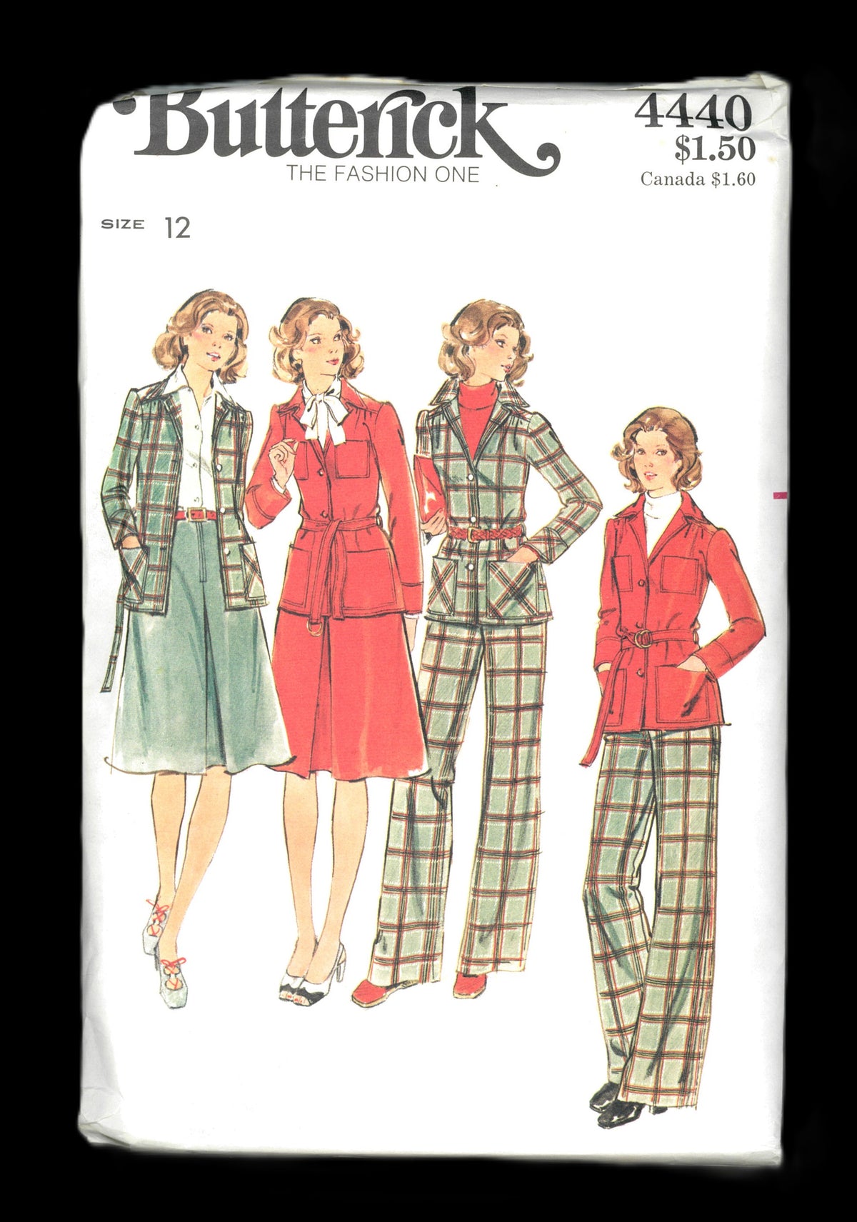 70s Butterick 4440 Misses Jacket Skirt Pants and Belt Sewing Pattern UNCUT Size 10 or Size 12 or Size 14 or Size 16 or Size 18 or Size 20
