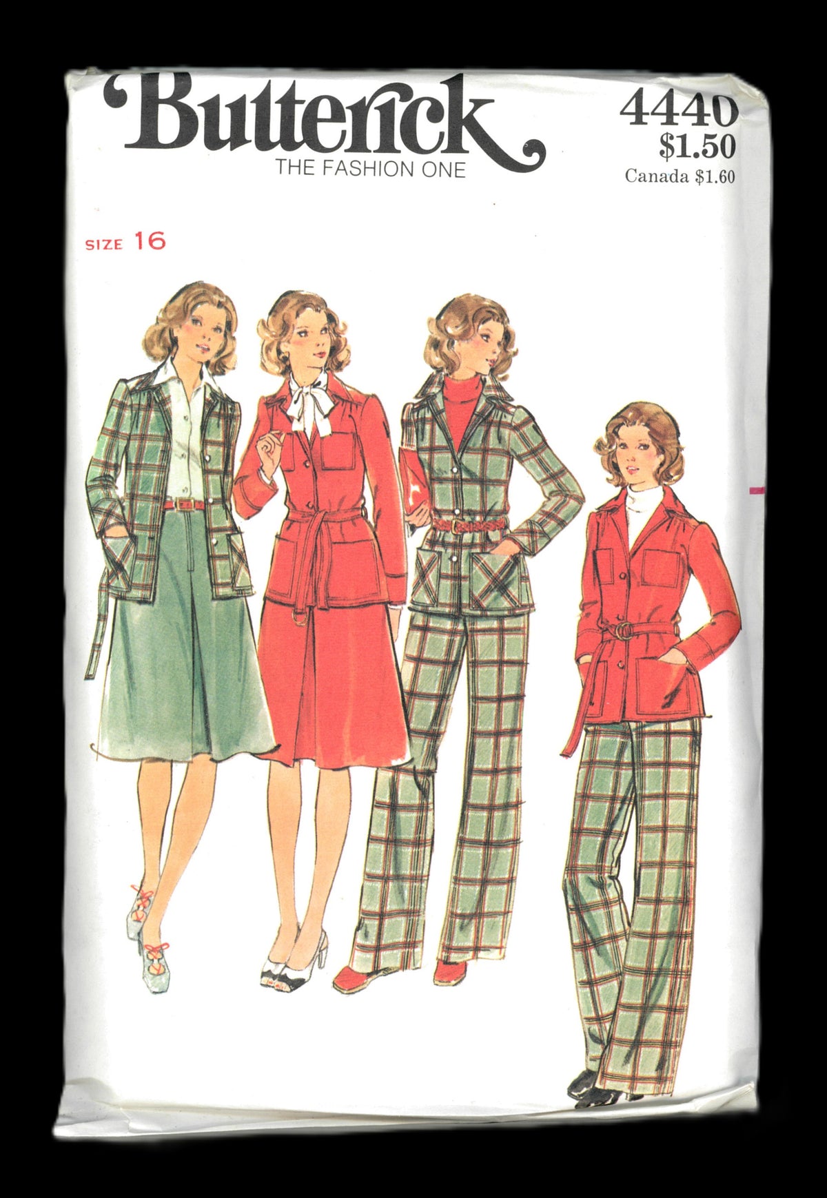 70s Butterick 4440 Misses Jacket Skirt Pants and Belt Sewing Pattern UNCUT Size 10 or Size 12 or Size 14 or Size 16 or Size 18 or Size 20