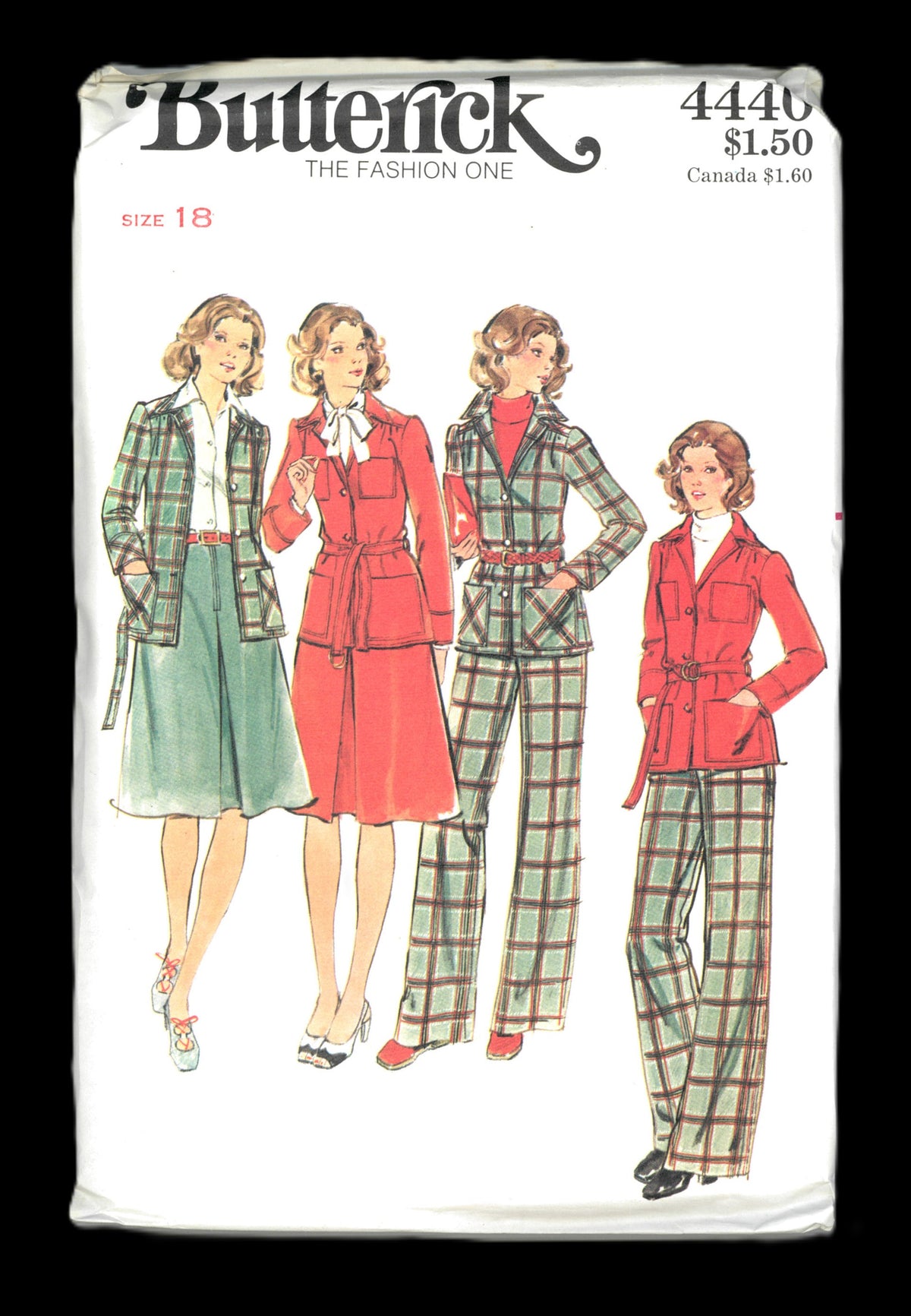 70s Butterick 4440 Misses Jacket Skirt Pants and Belt Sewing Pattern UNCUT Size 10 or Size 12 or Size 14 or Size 16 or Size 18 or Size 20