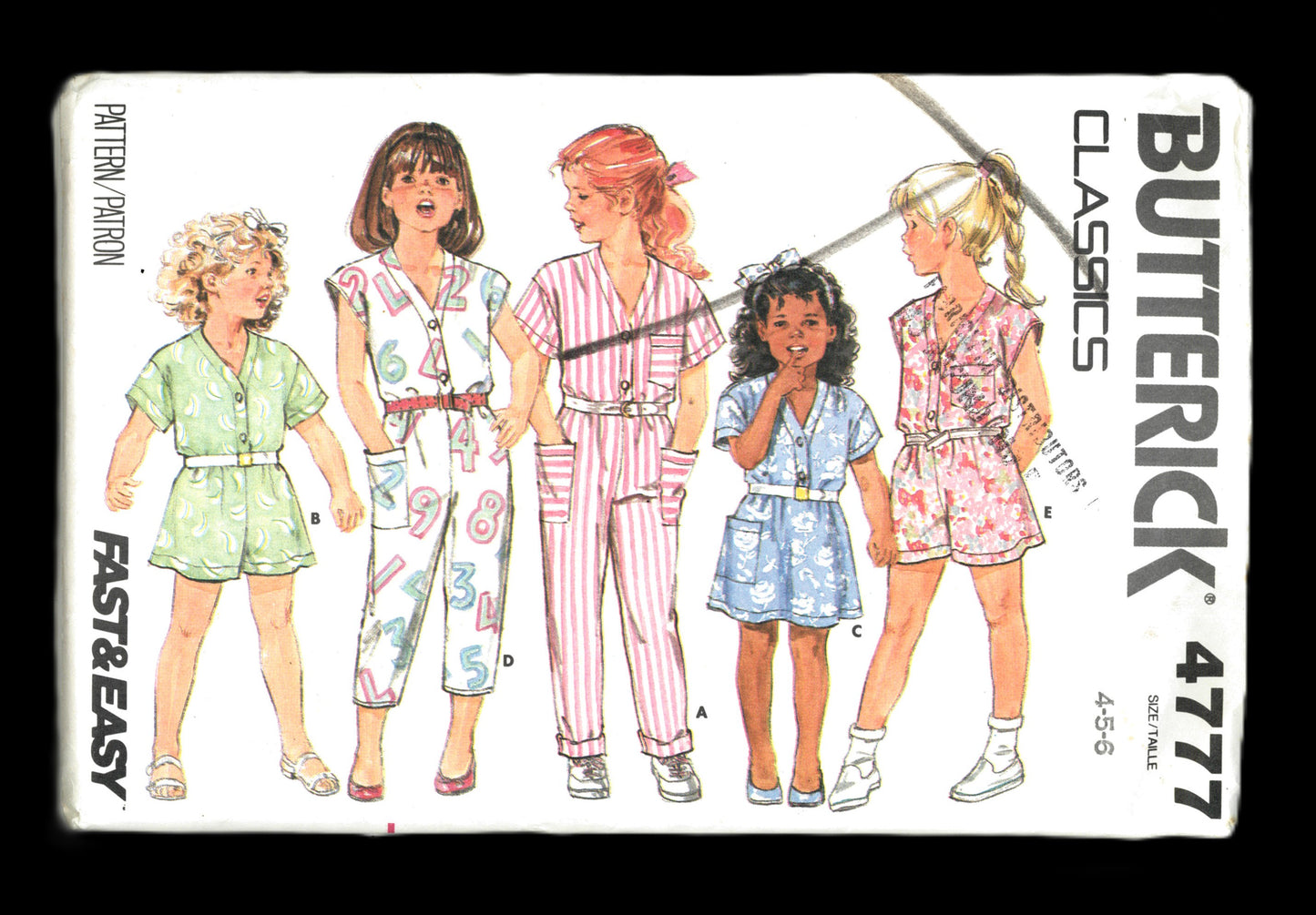 Butterick 4777 Childrens Girls Jumpsuit and Dress Sewing Pattern - UNCUT - Size 4 5 6