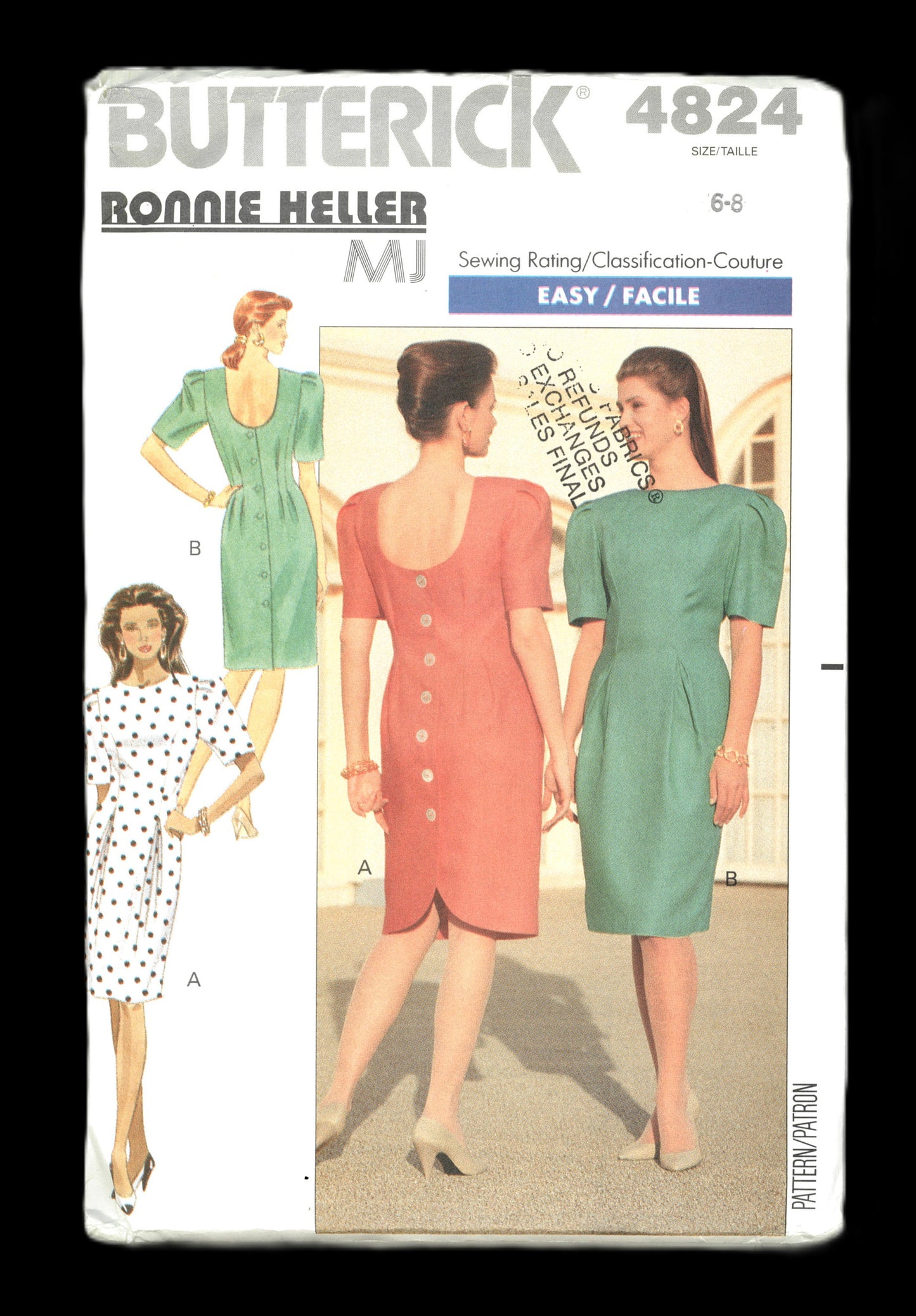 Butterick 4824 Ronnie Heller Misses Dress Sewing Pattern  - UNCUT - Size 6 - 8