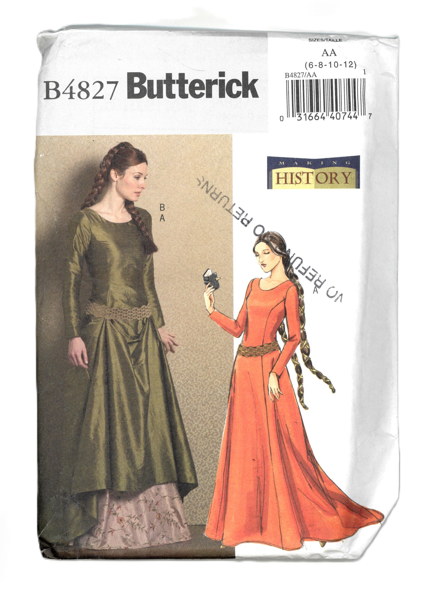 Butterick 4827 Making History Misses Medieval Dress and Belt Sewing Pattern UNCUT  Size 6 8 10 12