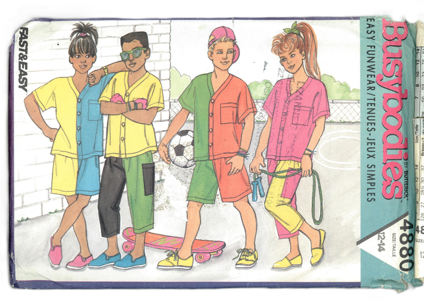 Butterick 4880 Girls / Boys Pants Top and Shorts Sewing Pattern - UNCUT - Size 12 - 14