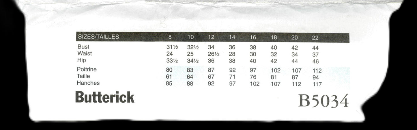 Butterick 5034  Misses / Miss Petite Shirt and Tank Top Sewing Pattern UNCUT Size 16 18 20 22