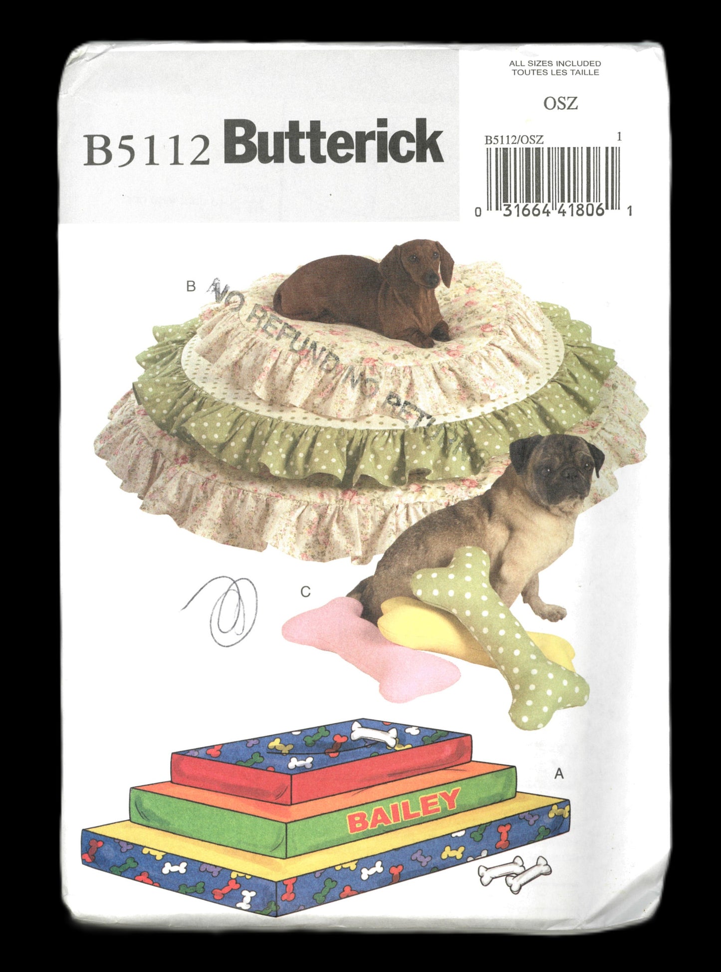 Butterick 5112 Pet Beds Sewing Pattern UNCUT