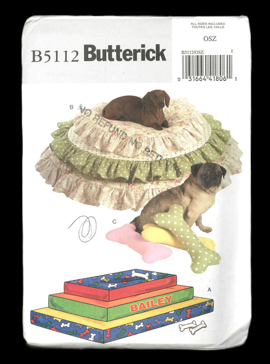 Butterick 5112 Pet Beds Sewing Pattern UNCUT