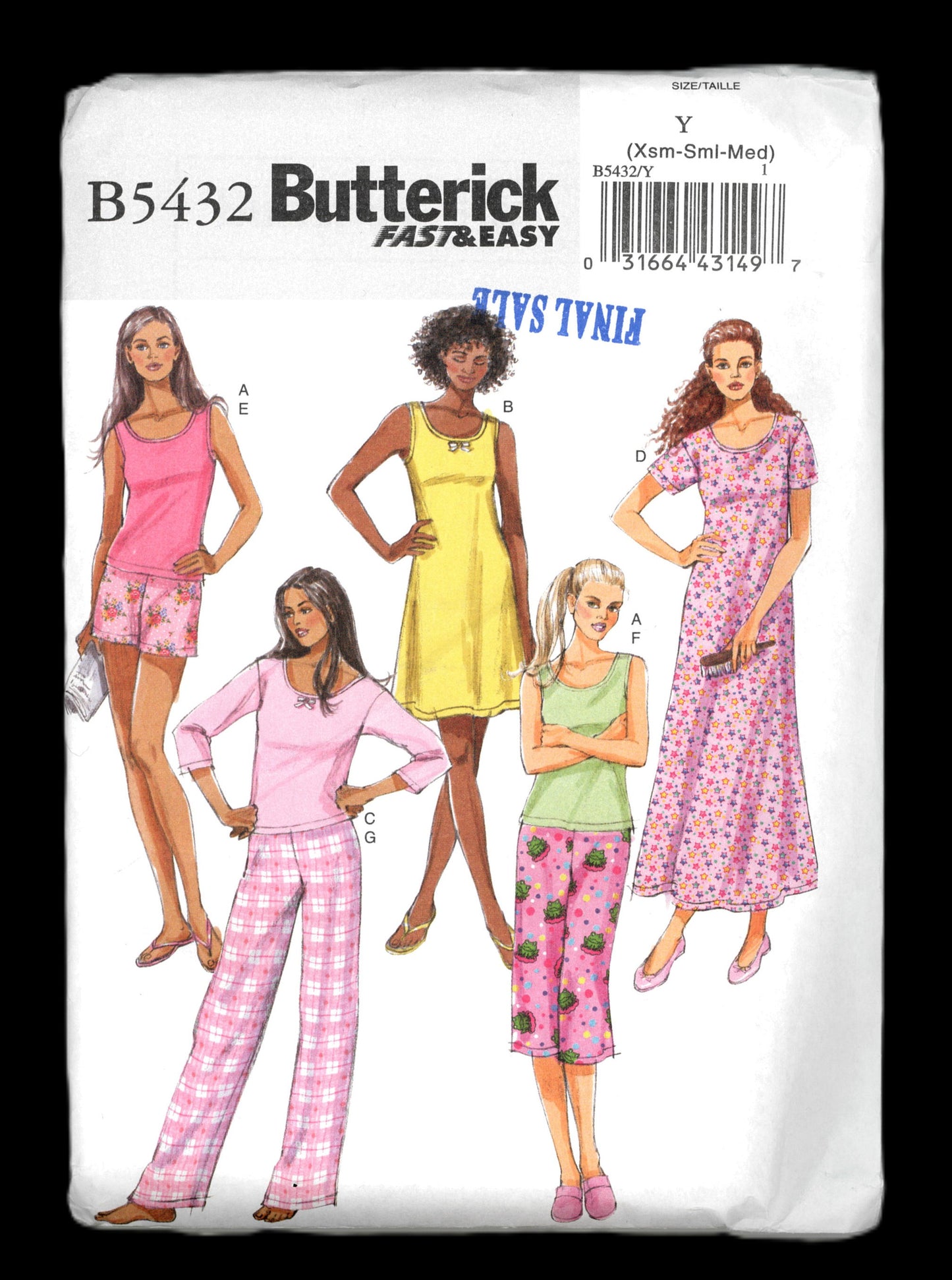 Butterick 5432 Misses / Misses Petite Top, Gown, Shorts and Pants Sewing Pattern UNCUT Size XS S M