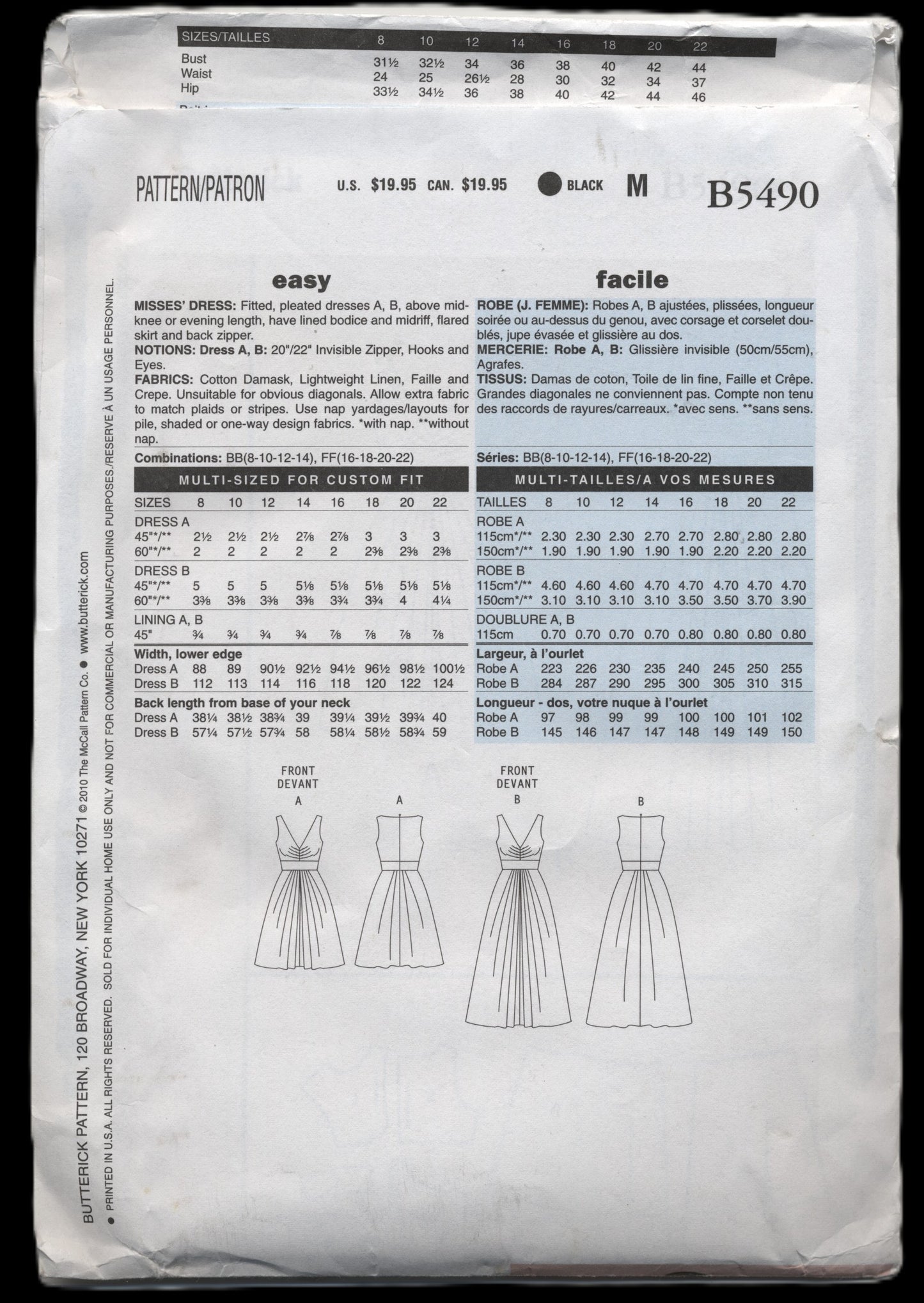 Butterick 5490 Maggy Boutique Misses Dresses Sewing Pattern UNCUT Size 8 10 12 14