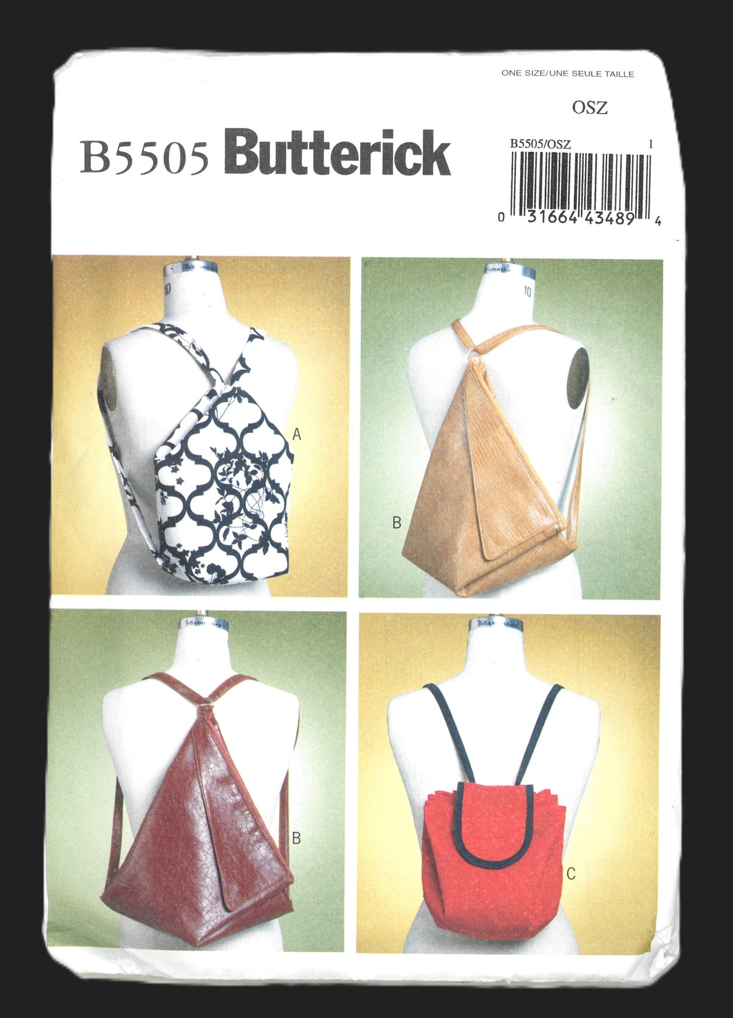 Butterick 5505 Backpacks Sewing Pattern UNCUT