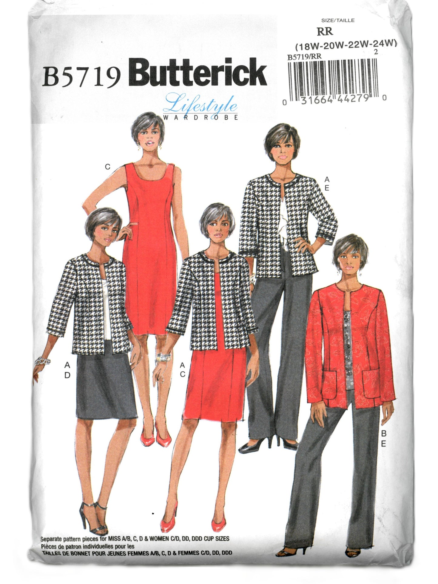 Butterick 5719 Womens Jacket Dress Skirt and Pants Sewing Pattern - UNCUT - Size 18w 20w 22w 24w