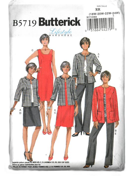Butterick 5719 Womens Jacket Dress Skirt and Pants Sewing Pattern - UNCUT - Size 18w 20w 22w 24w