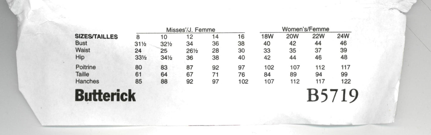 Butterick 5719 Womens Jacket Dress Skirt and Pants Sewing Pattern - UNCUT - Size 18w 20w 22w 24w