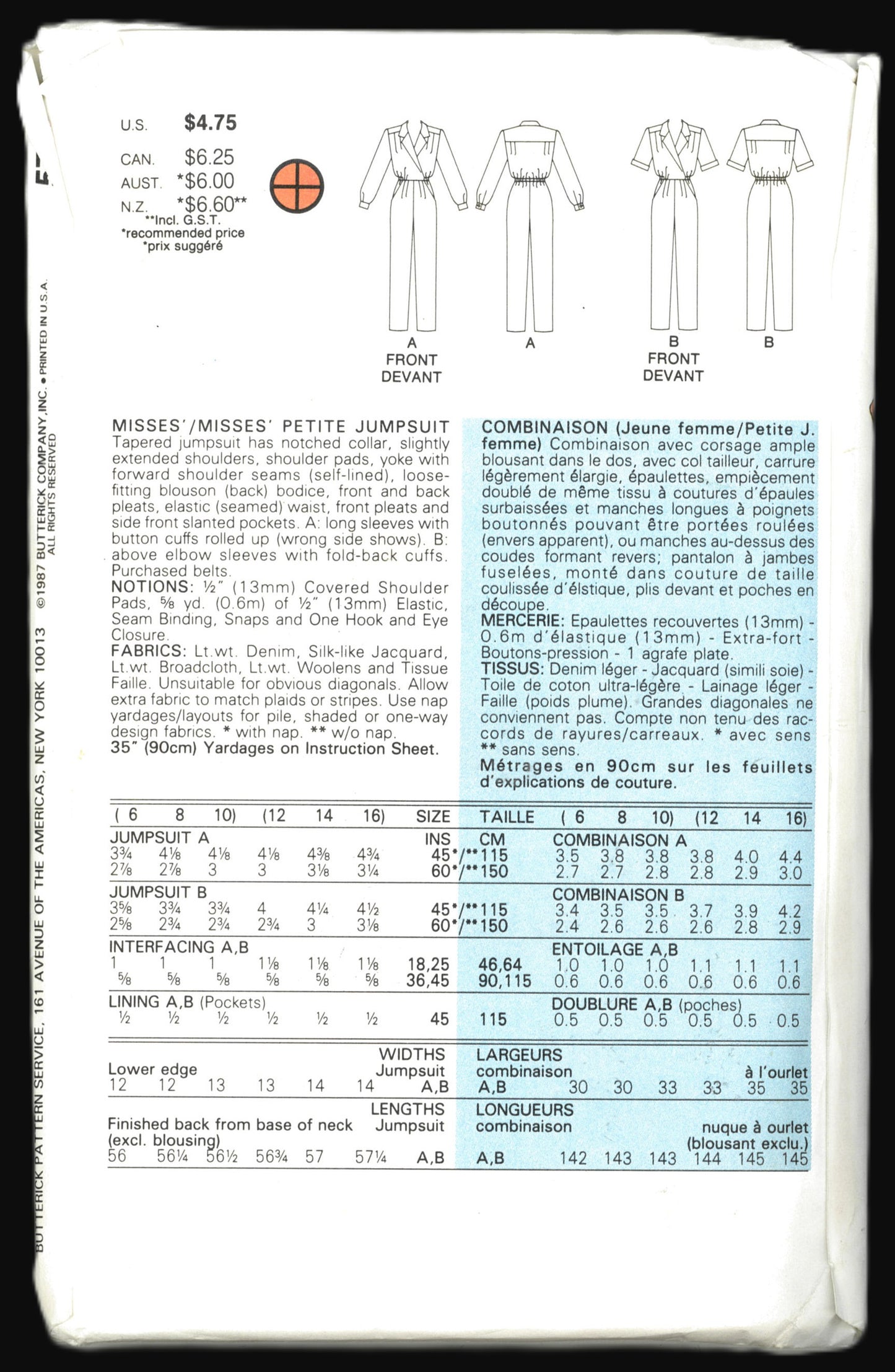 80s Butterick 5729 Misses / Misses Petite Jumpsuit Sewing Pattern - UNCUT - Size 6 8 10