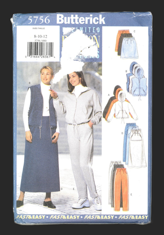 Butterick 5756 Misses Jacket Vest Skirt and Pants Sewing Pattern - UNCUT - Size 8 10 12