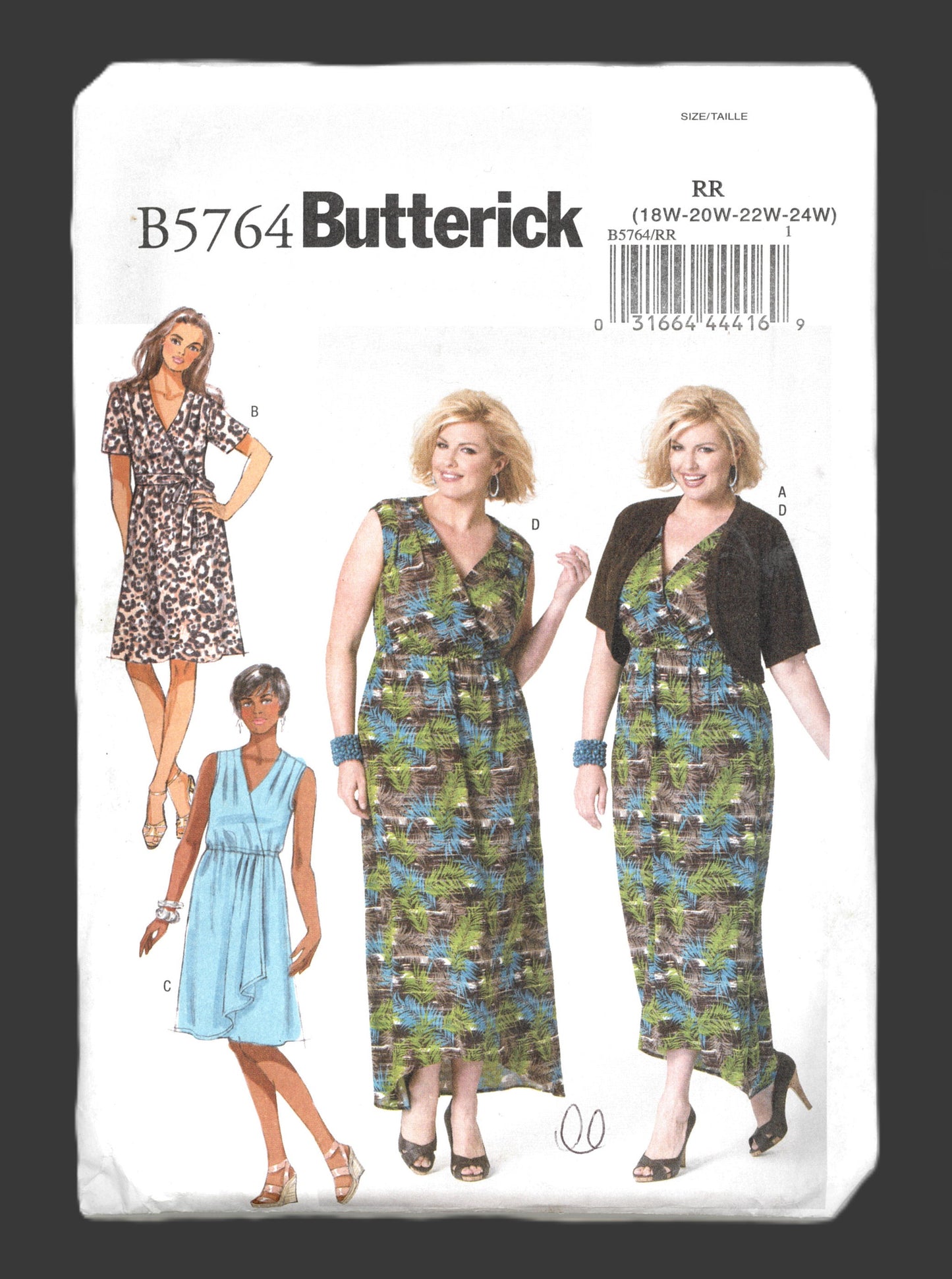 Butterick 5764 Womens Shrug Dress and Belt Sewing Pattern UNCUT  Size 18w 20w 22w 24w