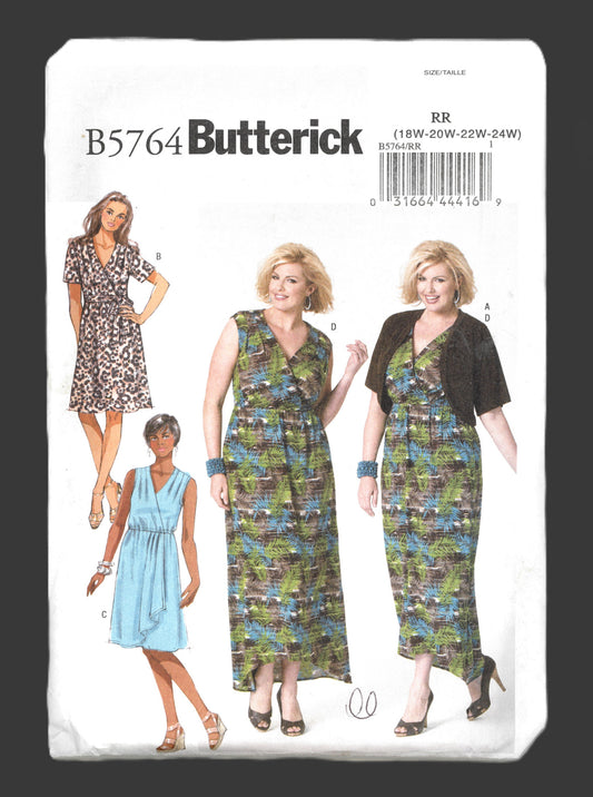 Butterick 5764 Womens Shrug Dress and Belt Sewing Pattern UNCUT  Size 18w 20w 22w 24w