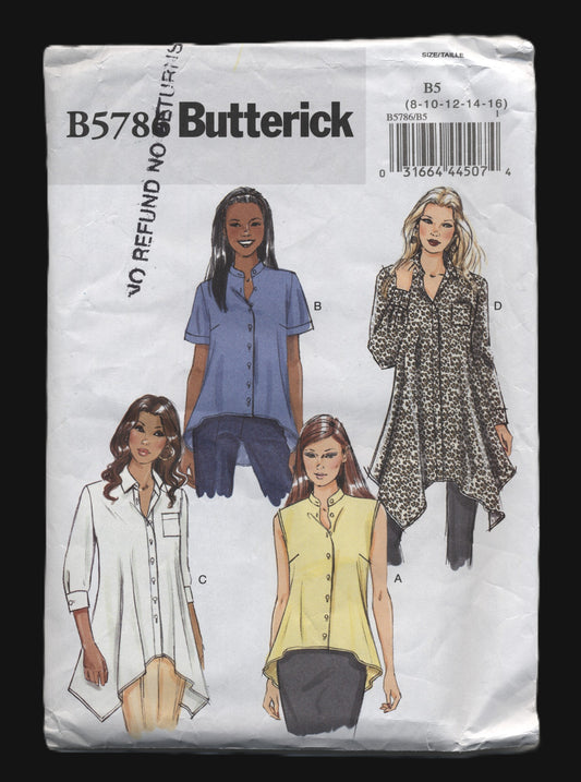 Butterick 5786 Misses Shirt Sewing Pattern UNCUT - Size 8 10 12 14 16