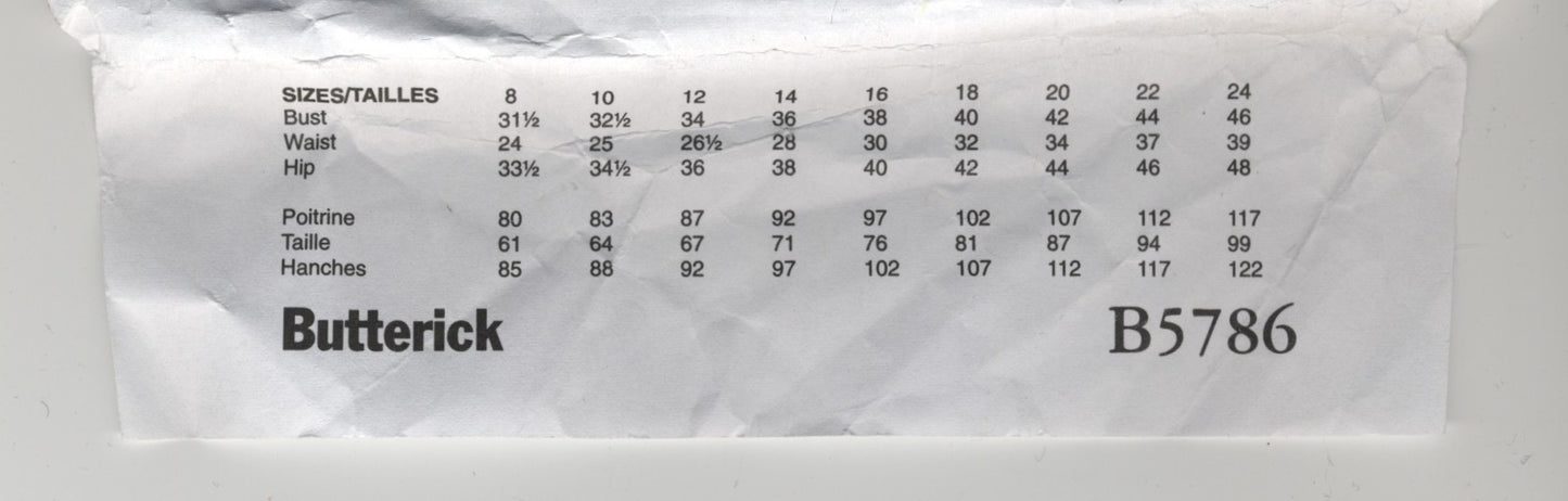Butterick 5786 Misses Shirt Sewing Pattern UNCUT - Size 8 10 12 14 16