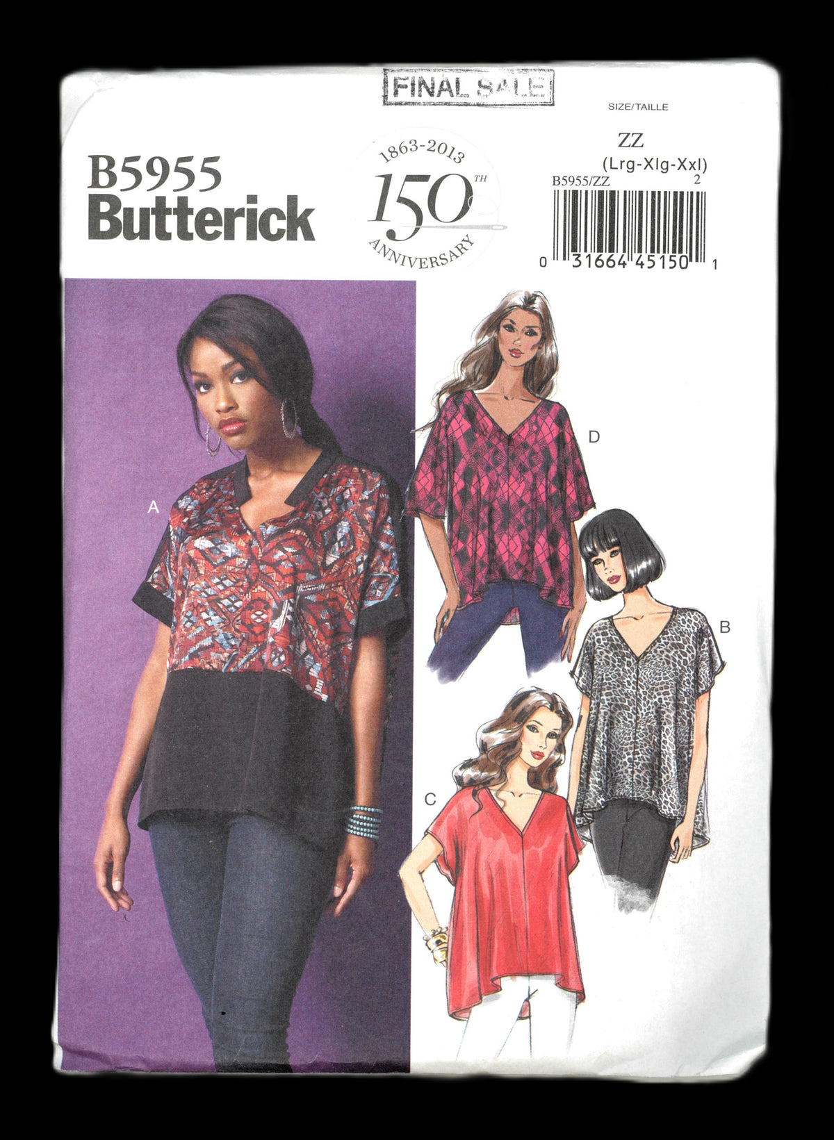 Butterick 5955 Misses Tops Sewing Pattern UNCUT  Size Lrg Xlg Xxl