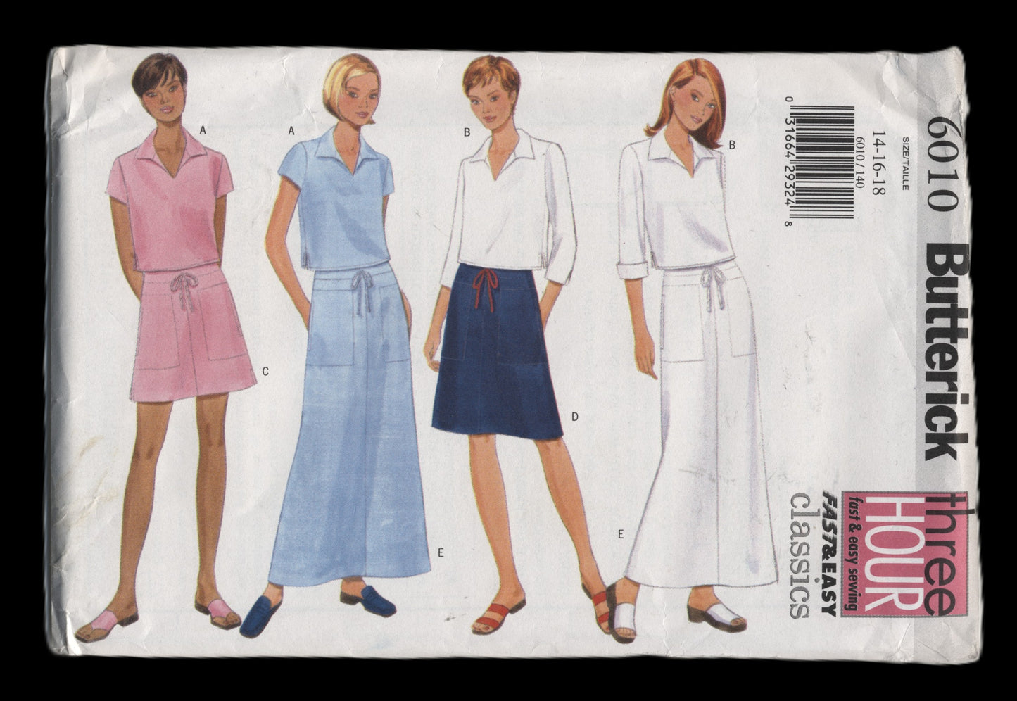 Butterick 6010 Misses Top and Skirt Sewing Pattern UNCUT Size 14 16 18, 90s sewing pattern 