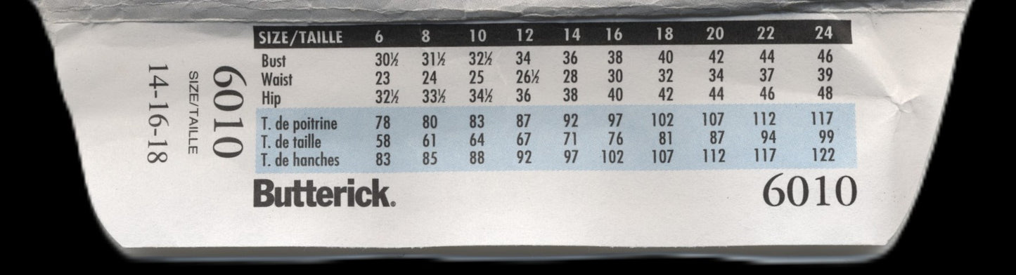 Butterick 6010 Misses Top and Skirt Sewing Pattern UNCUT Size 14 16 18