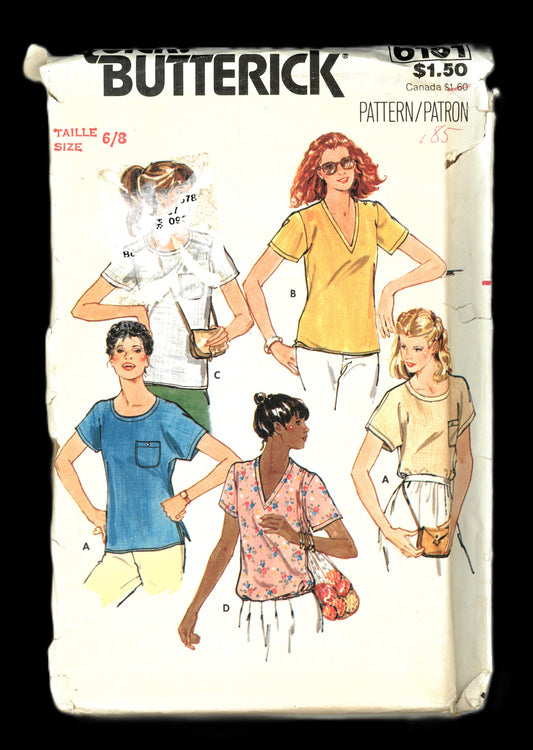 Butterick 6151 Misses Top Sewing Pattern UNCUT  Size 6/8