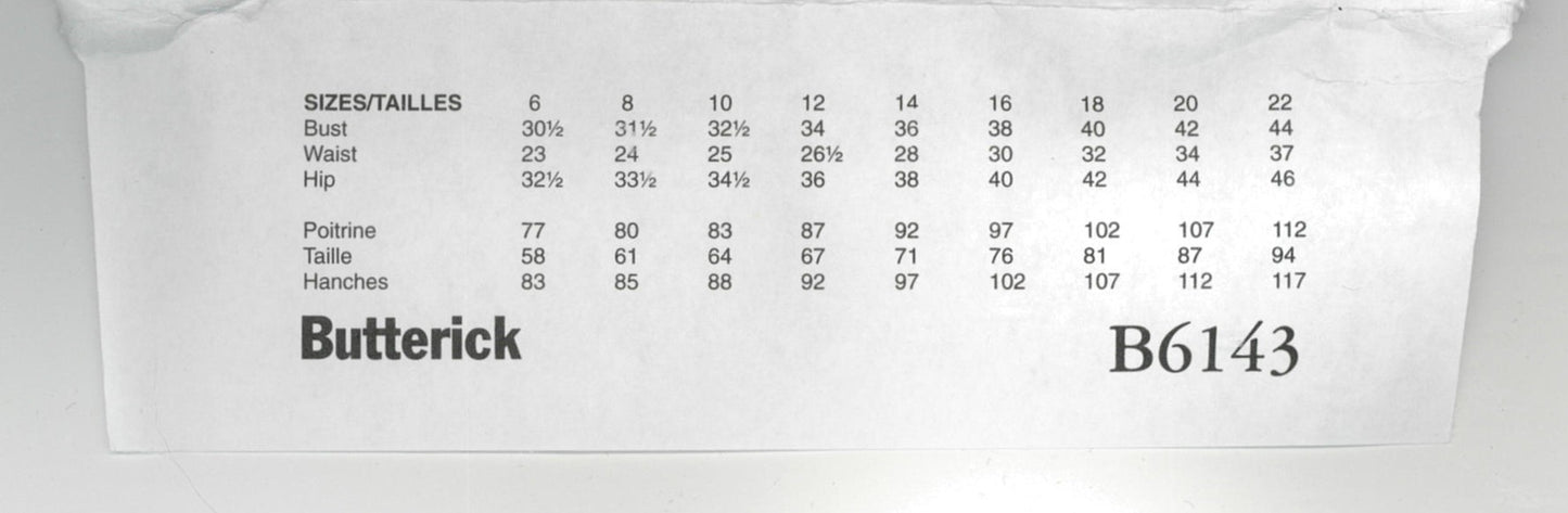 Butterick 6143 Misses Jacket and Coat Sewing Pattern UNCUT  Size 6 8 10 12 14