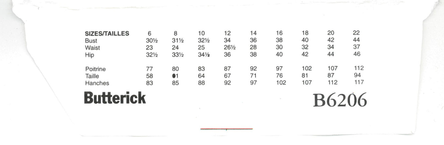 Butterick 6206 Misses Dress and Belt Sewing Pattern - UNCUT - Size 14 16 18 20 22