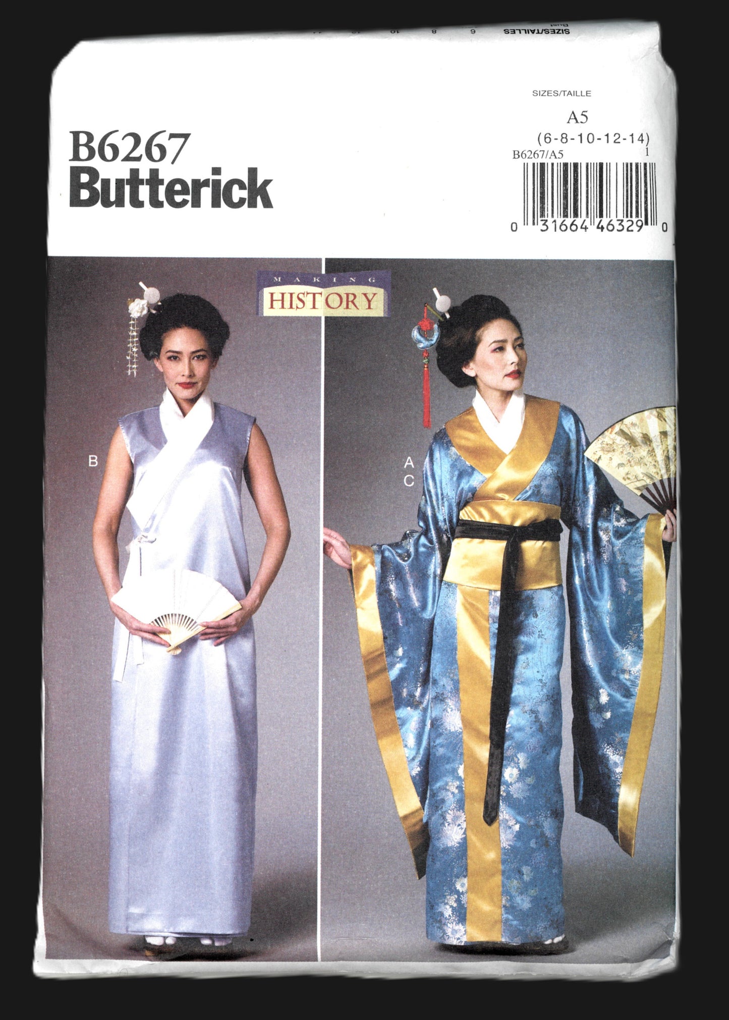 Butterick 6267 Making History Misses Japanese Kimono  Costume Sewing Pattern UNCUT  Size 6 8 10 12 14