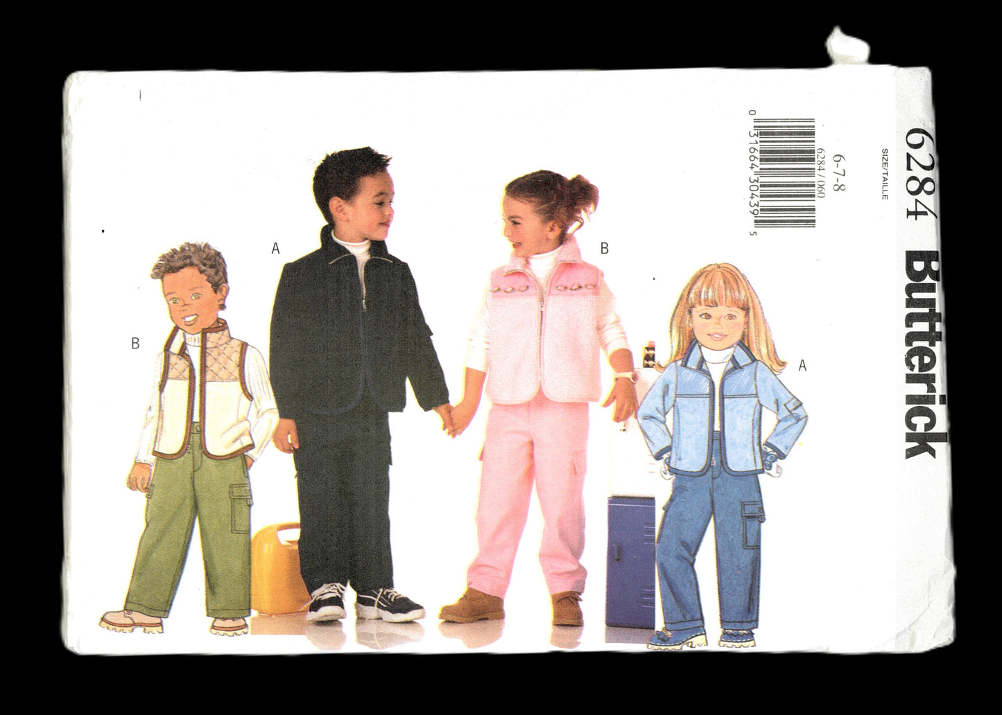 Butterick 6284 Girls / Boys Jacket Vest and Pants Sewing Pattern - UNCUT - Size 6 7 8