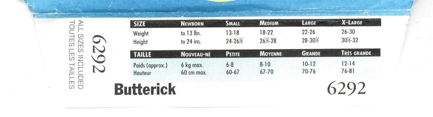 Butterick 6292 Infants Teletubbies Po Dipsy LAA-LAA and Tinky Winky Costume Sewing Pattern UNCUT - Size S M L XL