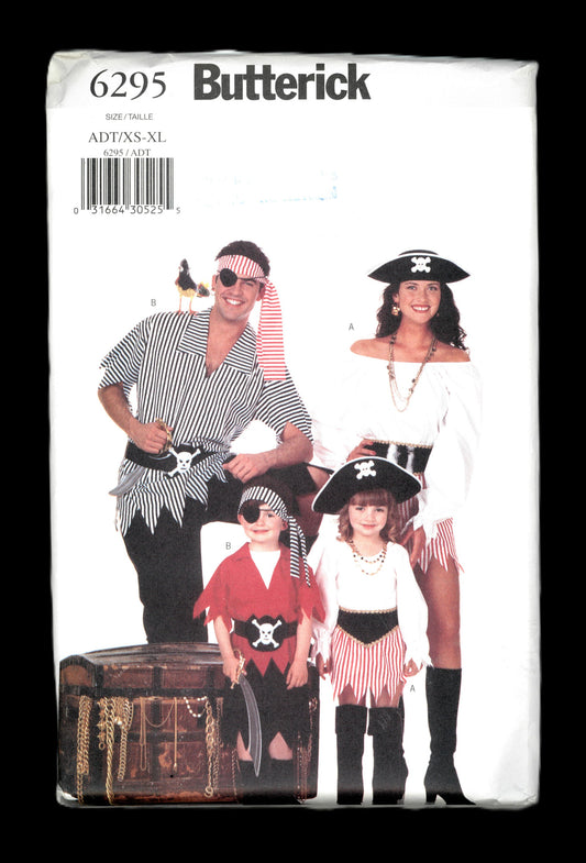 Butterick 6295 Misses  / Mens Pirate Costume Sewing Pattern UNCUT  - Adult Size XS S M L XL  Size 14 16 18 20