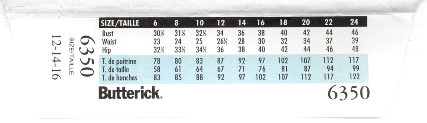 Butterick 6350 Misses Skirt and Pants Sewing Pattern - UNCUT - Size 12 14 16