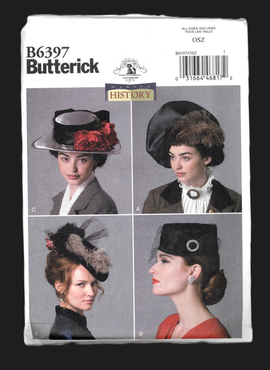 Butterick 6397 Making History Misses Hats Sewing Pattern - UNCUT