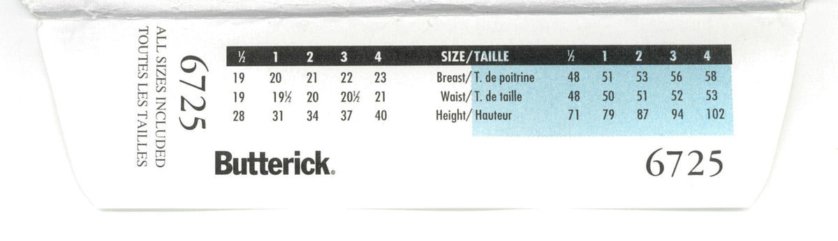 Butterick 6725 Toddlers Top and Pants Sewing Pattern - UNCUT - Size 1 2 3 4