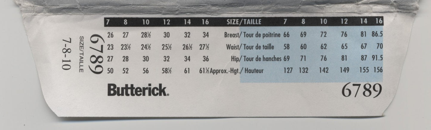Butterick 6789 Girls Jacket Vest Panta & Headband Sewing Pattern - UNCUT - Size 7 8 10
