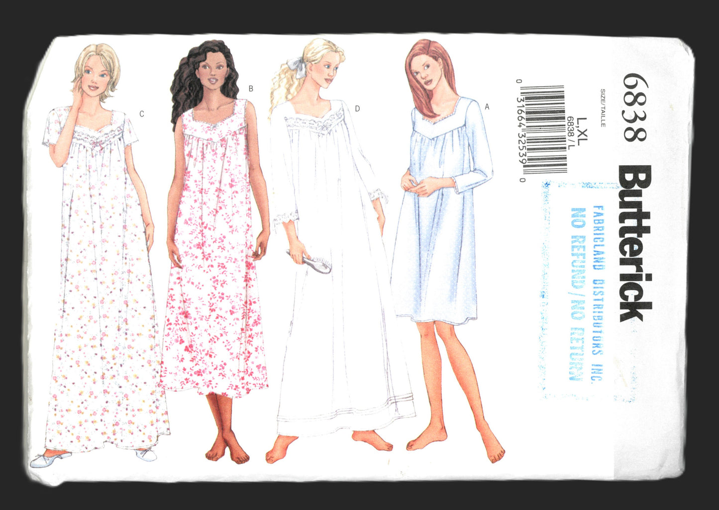 Butterick 6838 Misses / Misses Petite Nightgown Sewing Pattern UNCUT Size L XL or Size XS S M