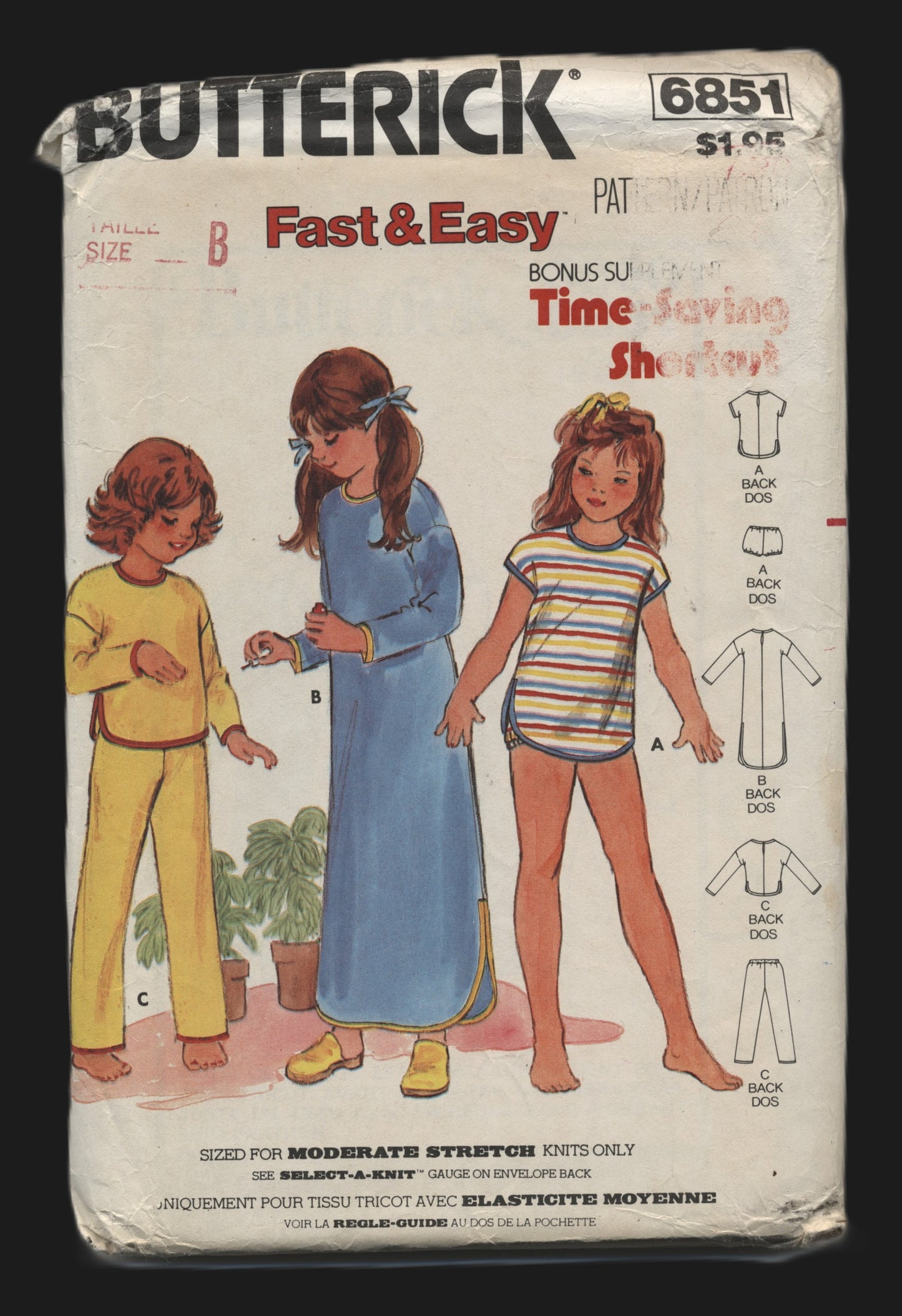 Butterick 6851 Childrens Girls Nightgown Pajamas and Bloomers Sewing Pattern - UNCUT - Size 4 5 6
