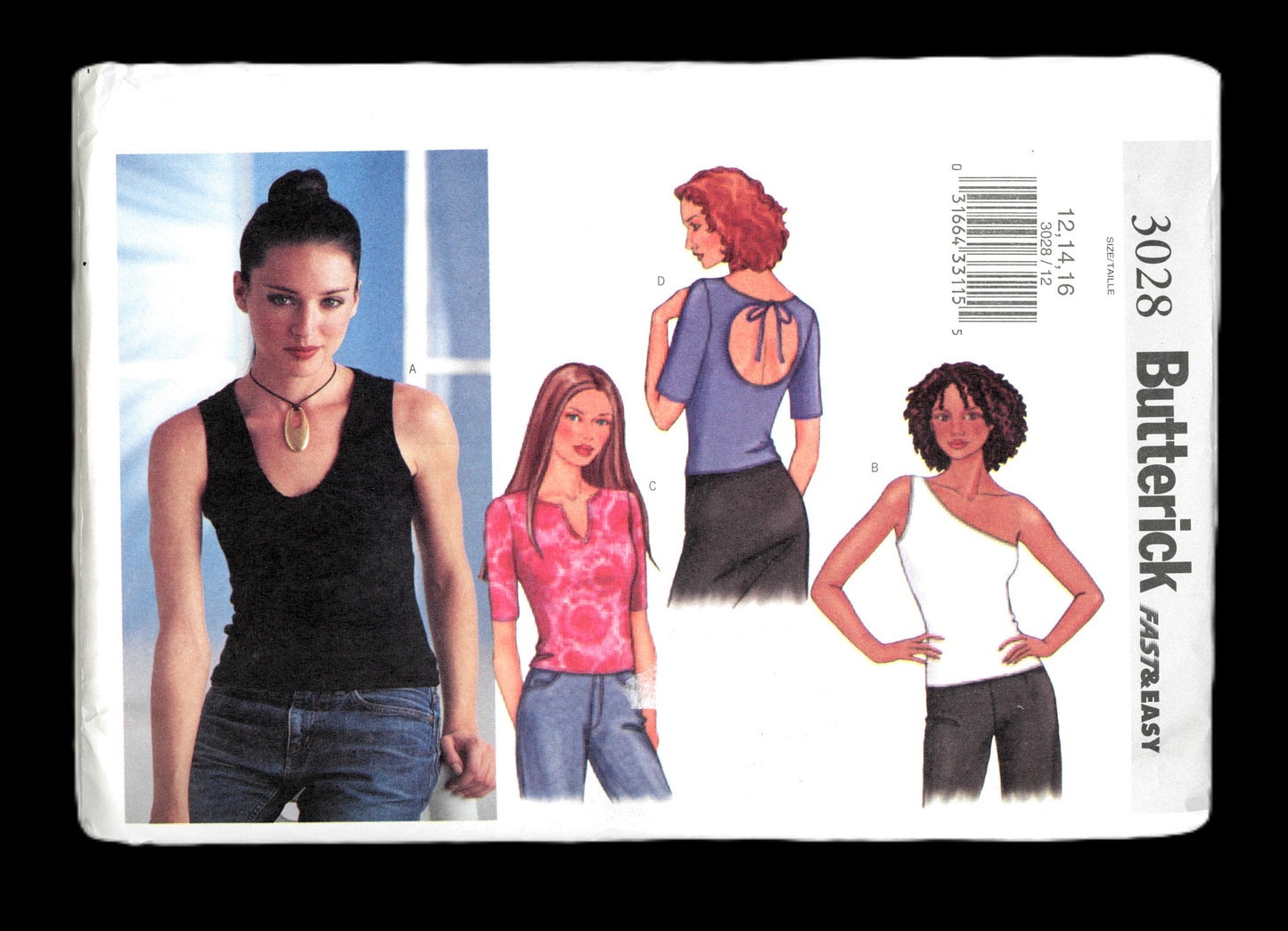 Butterick 3028 Misses / Misses Petite Top Sewing Pattern UNCUT  Size 12 14 16