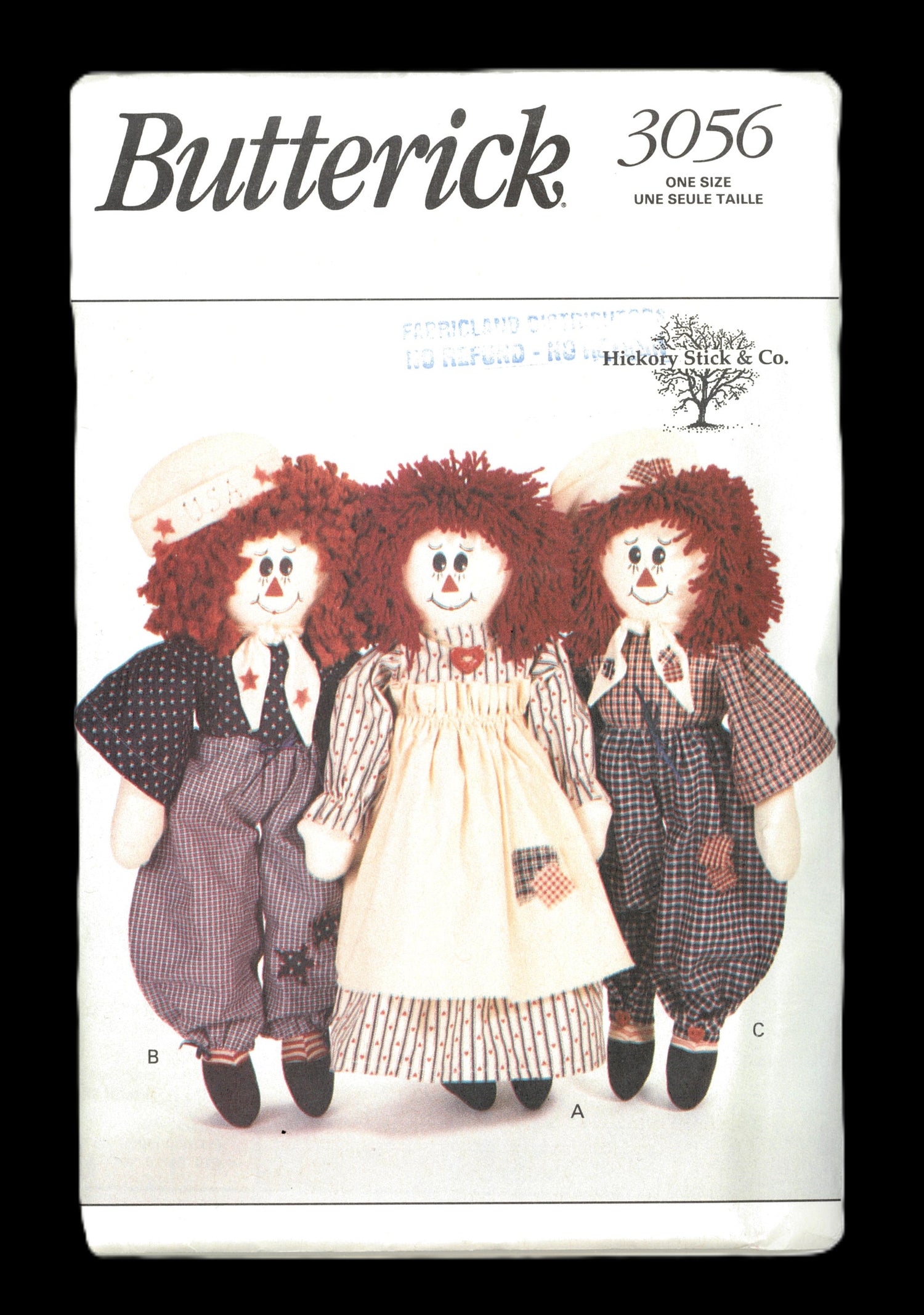 Butterick 3056 Americana Rag Dolls Sewing Pattern Uncut