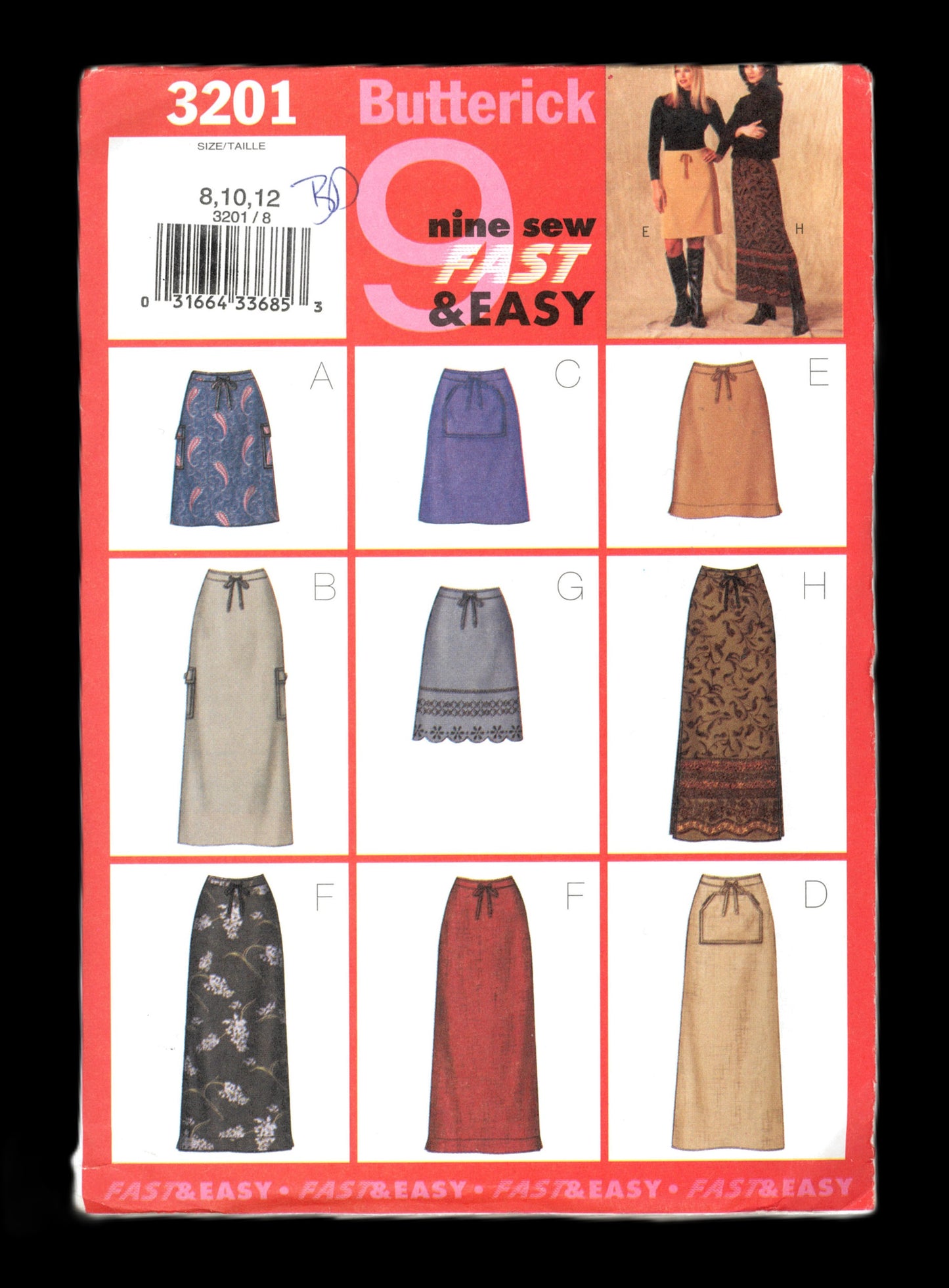 Butterick 3201 Misses / MIss Petite Skirt Sewing Pattern Easy Skirt Sewing Pattern